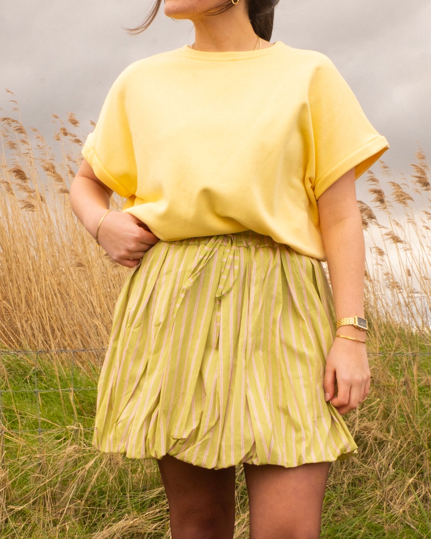 Stripe ballonrokje groen