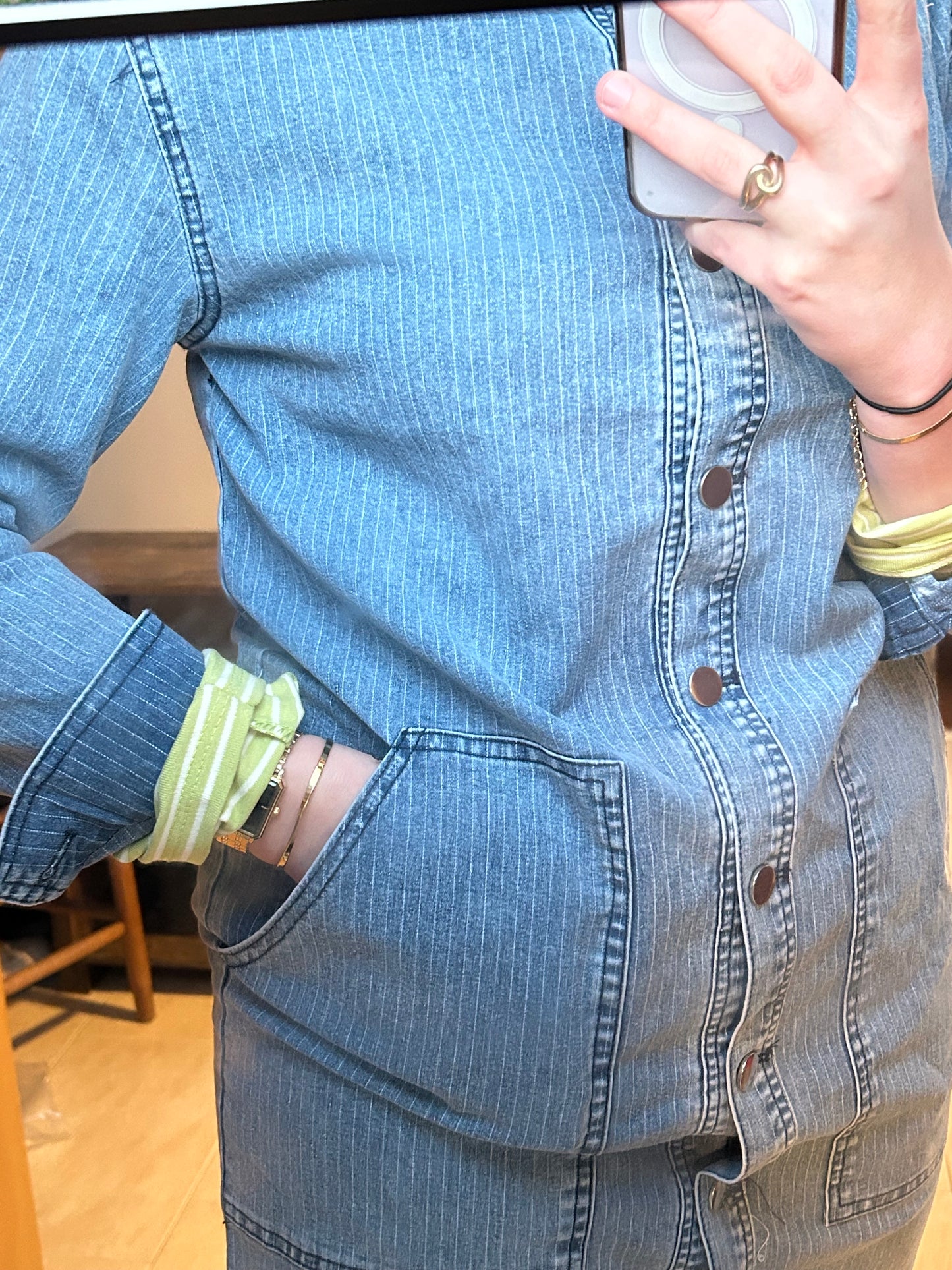 Spijkerjurk krijtstreep