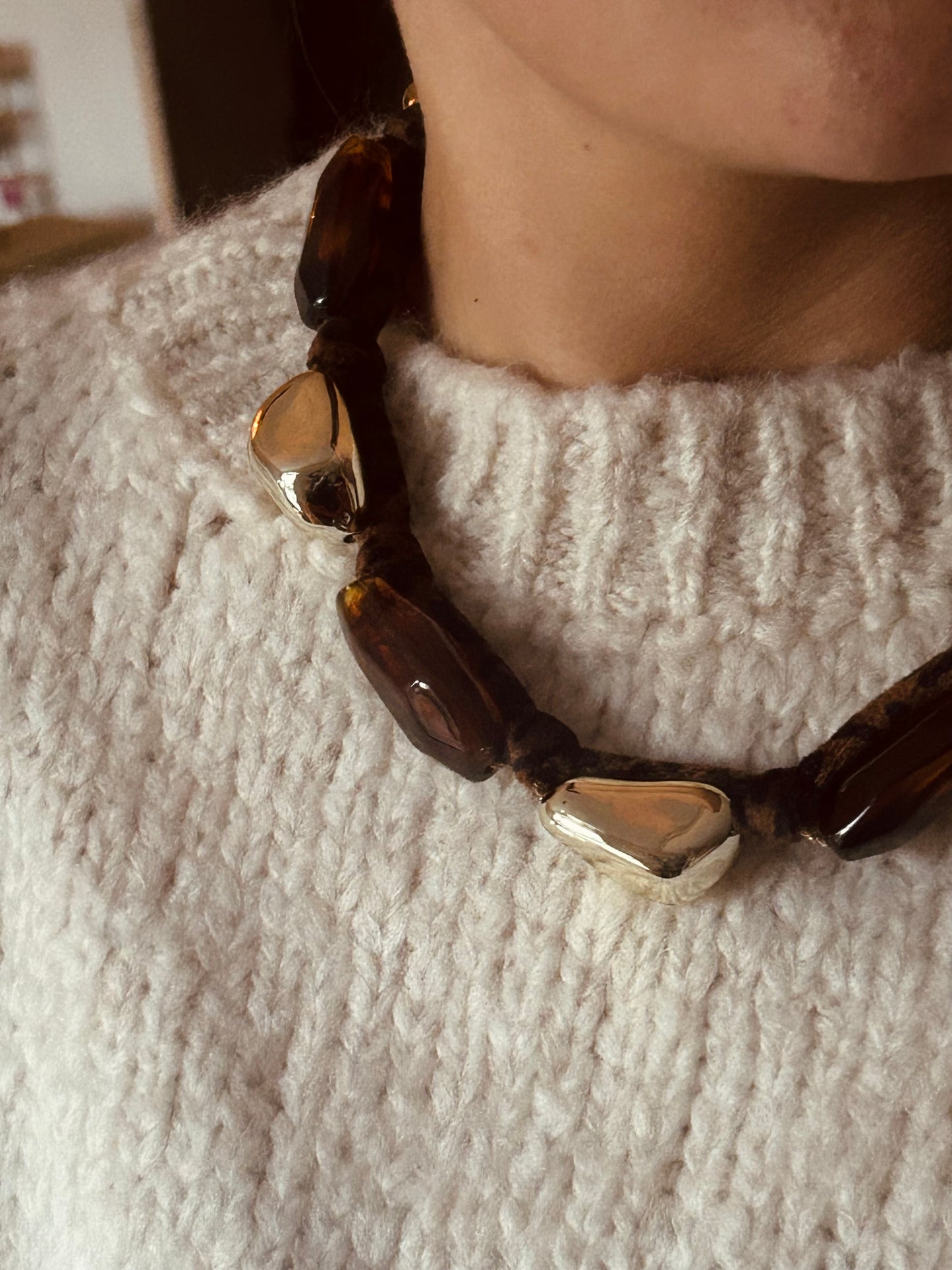 Statement ketting bruin