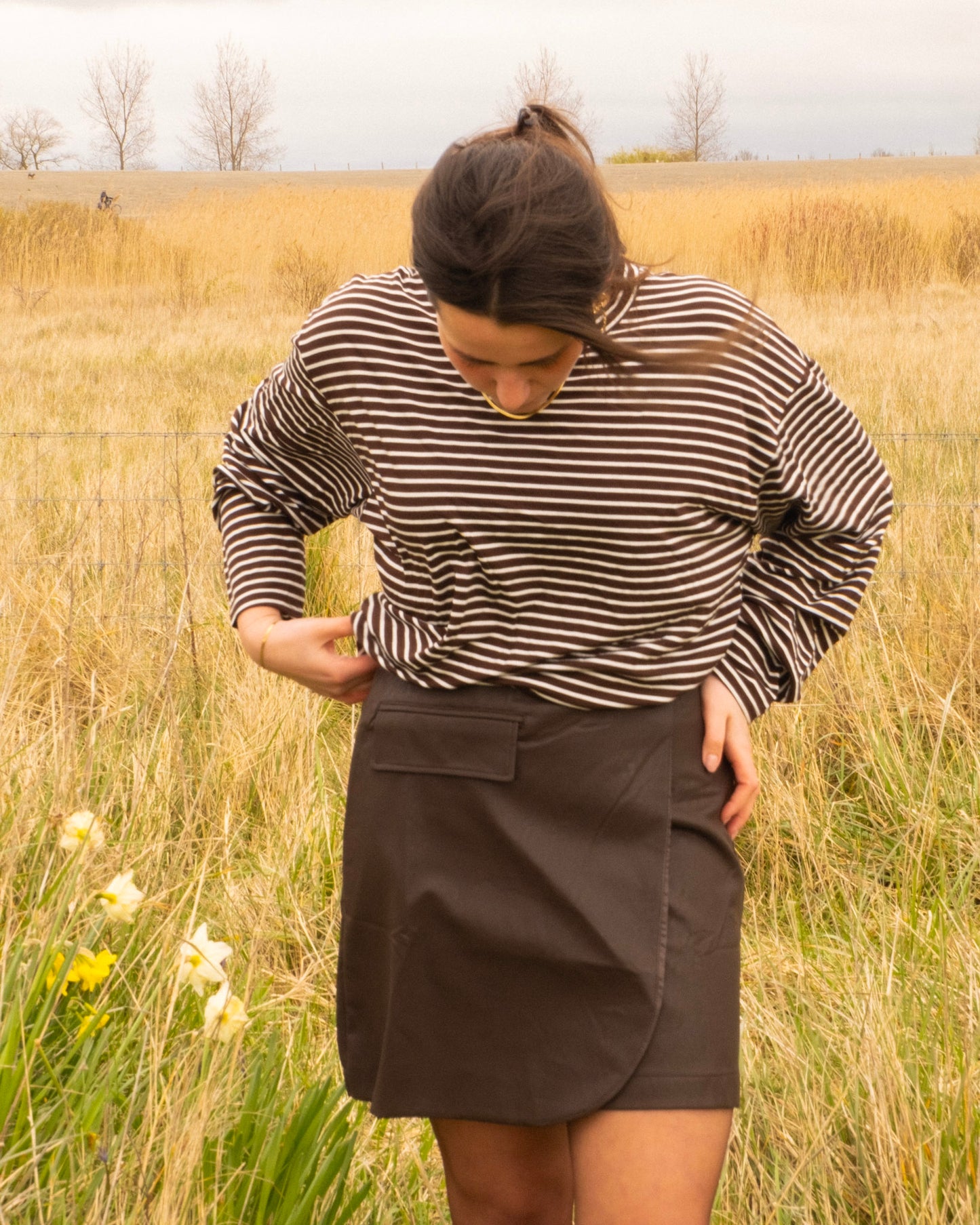 Stripe longsleeve bruin
