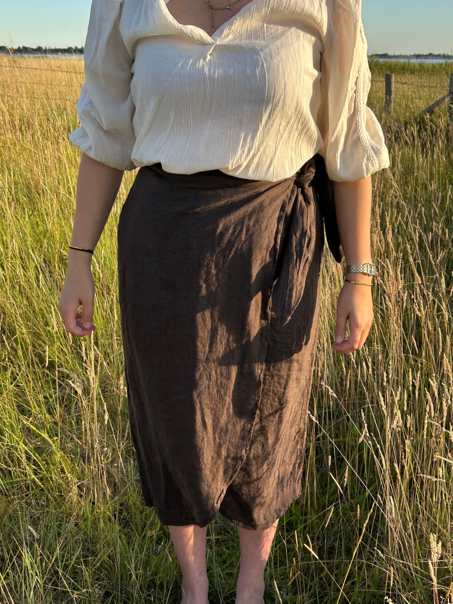 Linnen rok bruin