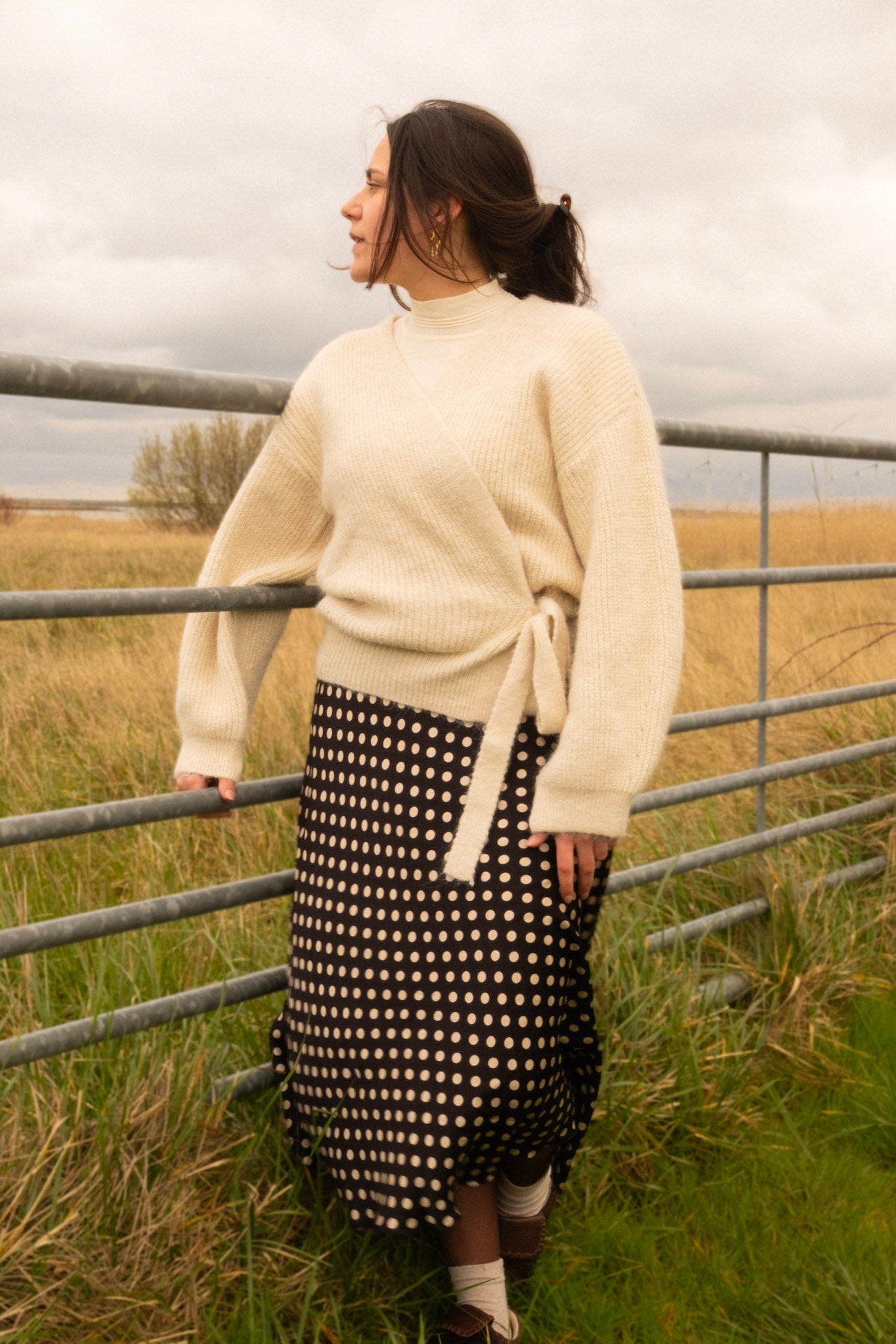 Polkadot satijnen rok