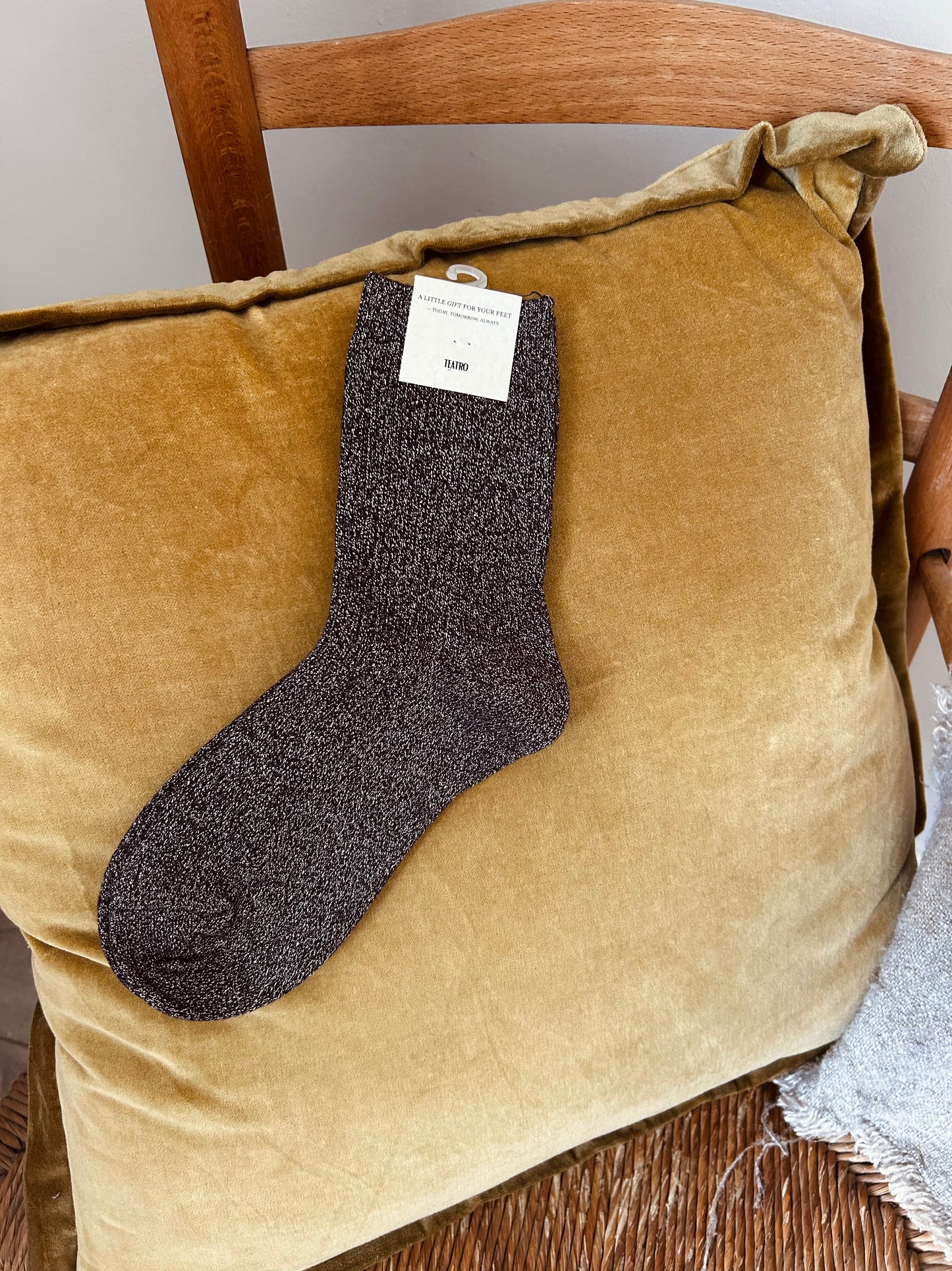 Glittersokken donkerbruin