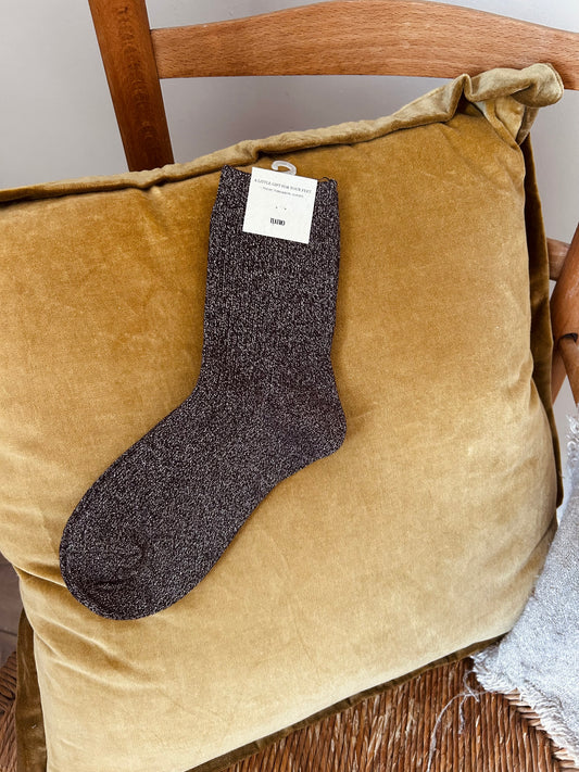 Glittersokken donkerbruin