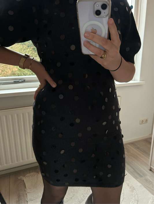 Zwarte glitter jurk