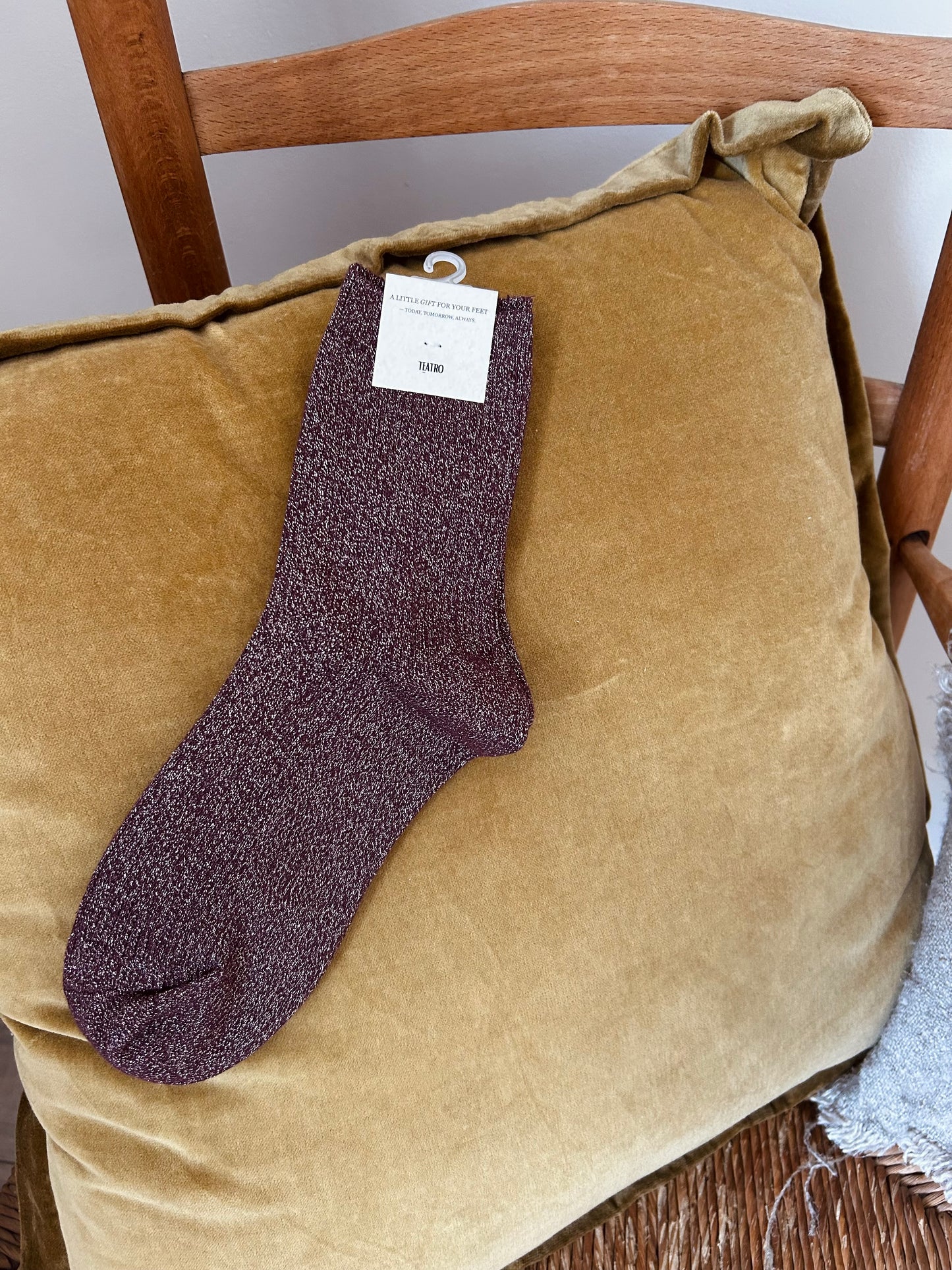 Glittersokken burgundy