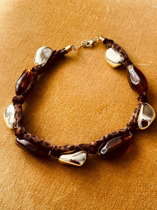 Statement ketting bruin