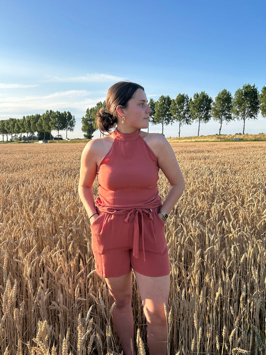 Halter setje roestbruin