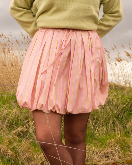 Stripe ballonrokje roze
