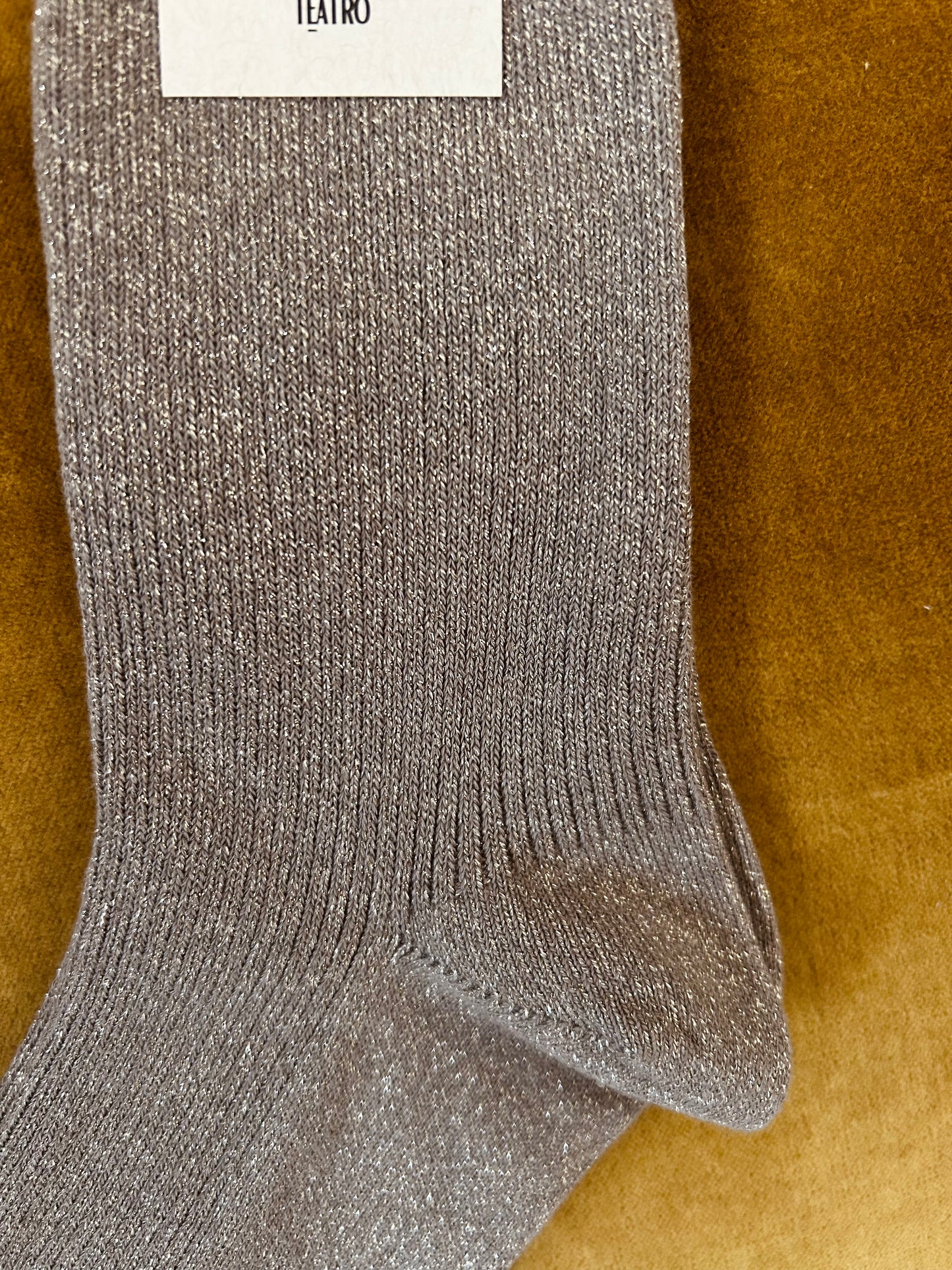 Glittersokken taupe
