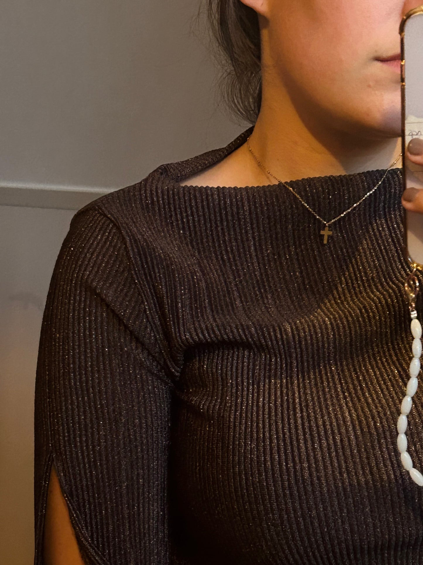 Lurex jurk aubergine