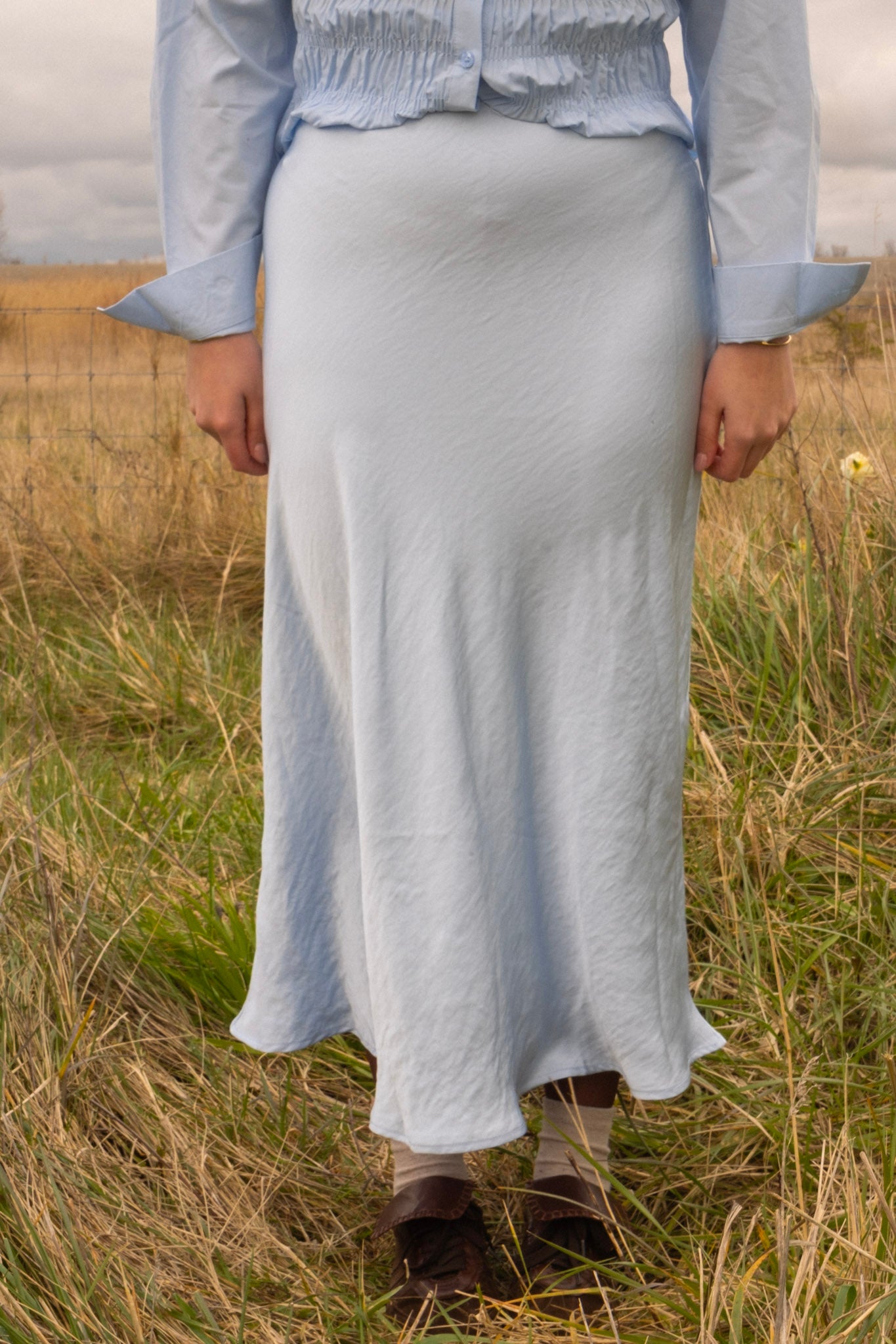 Satijnen rok blauw