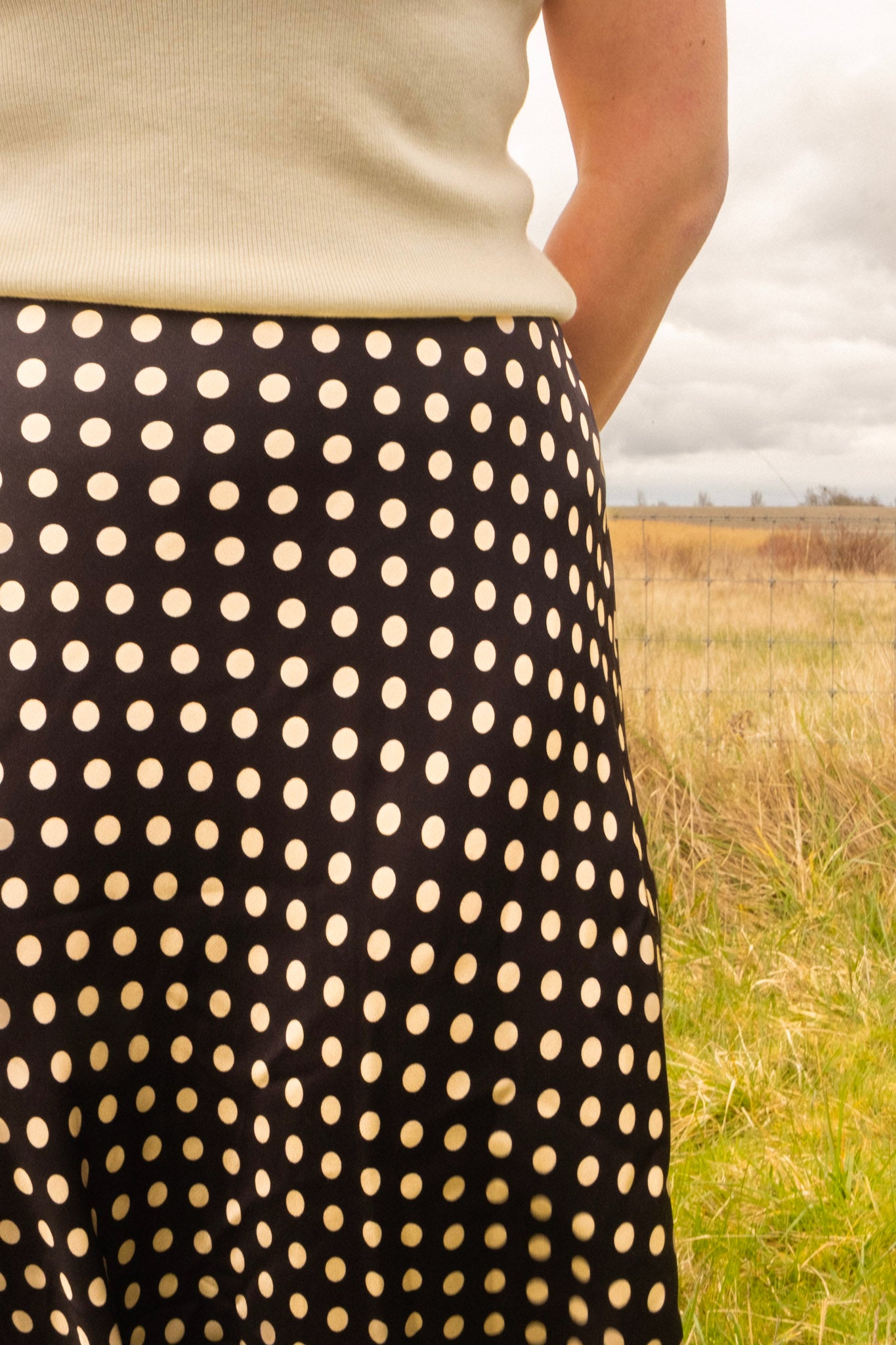 Polkadot satijnen rok