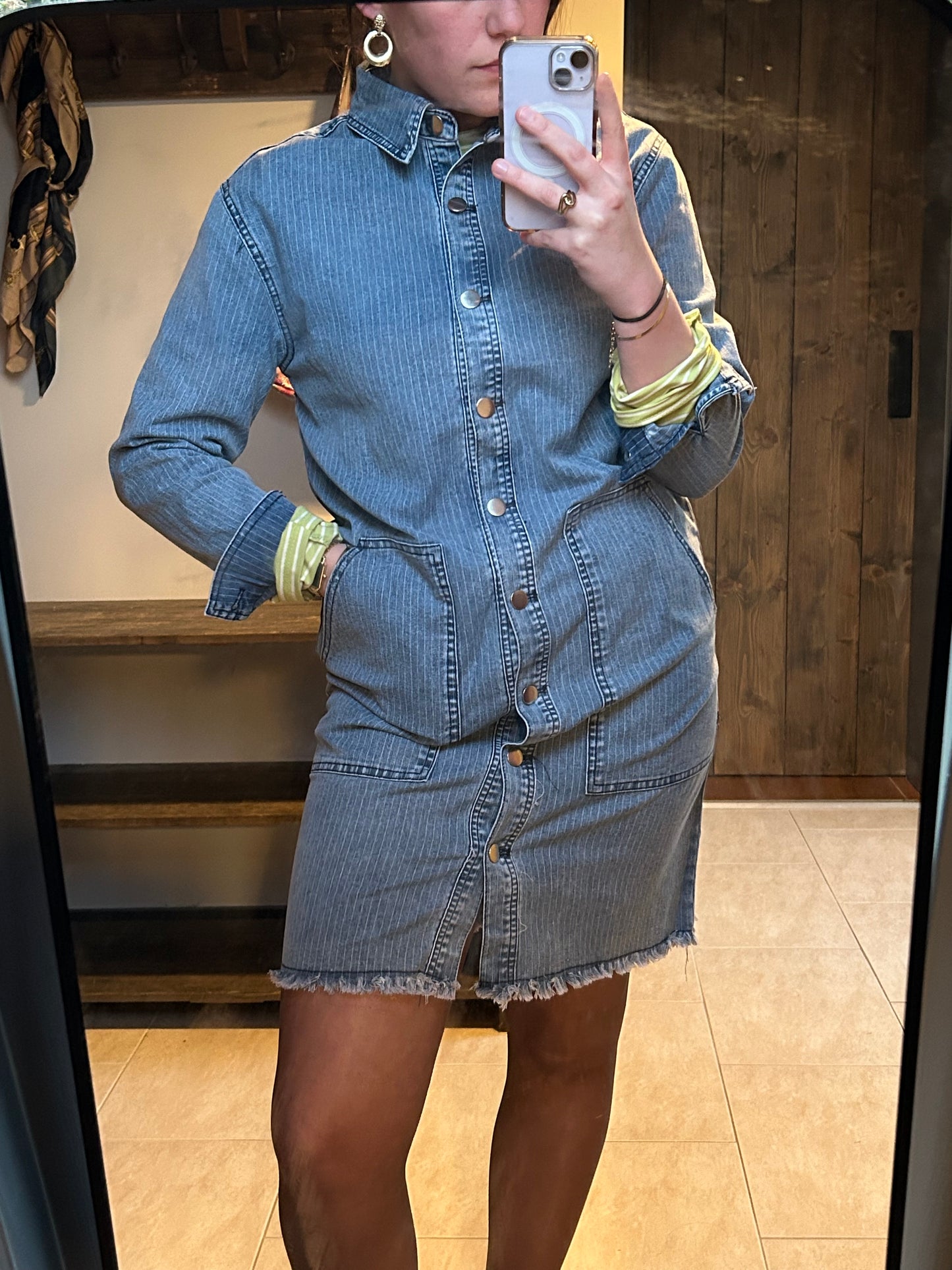 Spijkerjurk krijtstreep