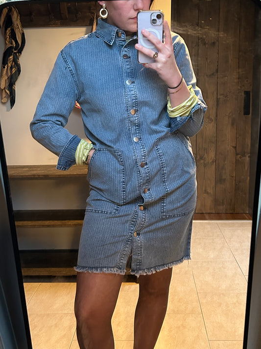 Spijkerjurk krijtstreep