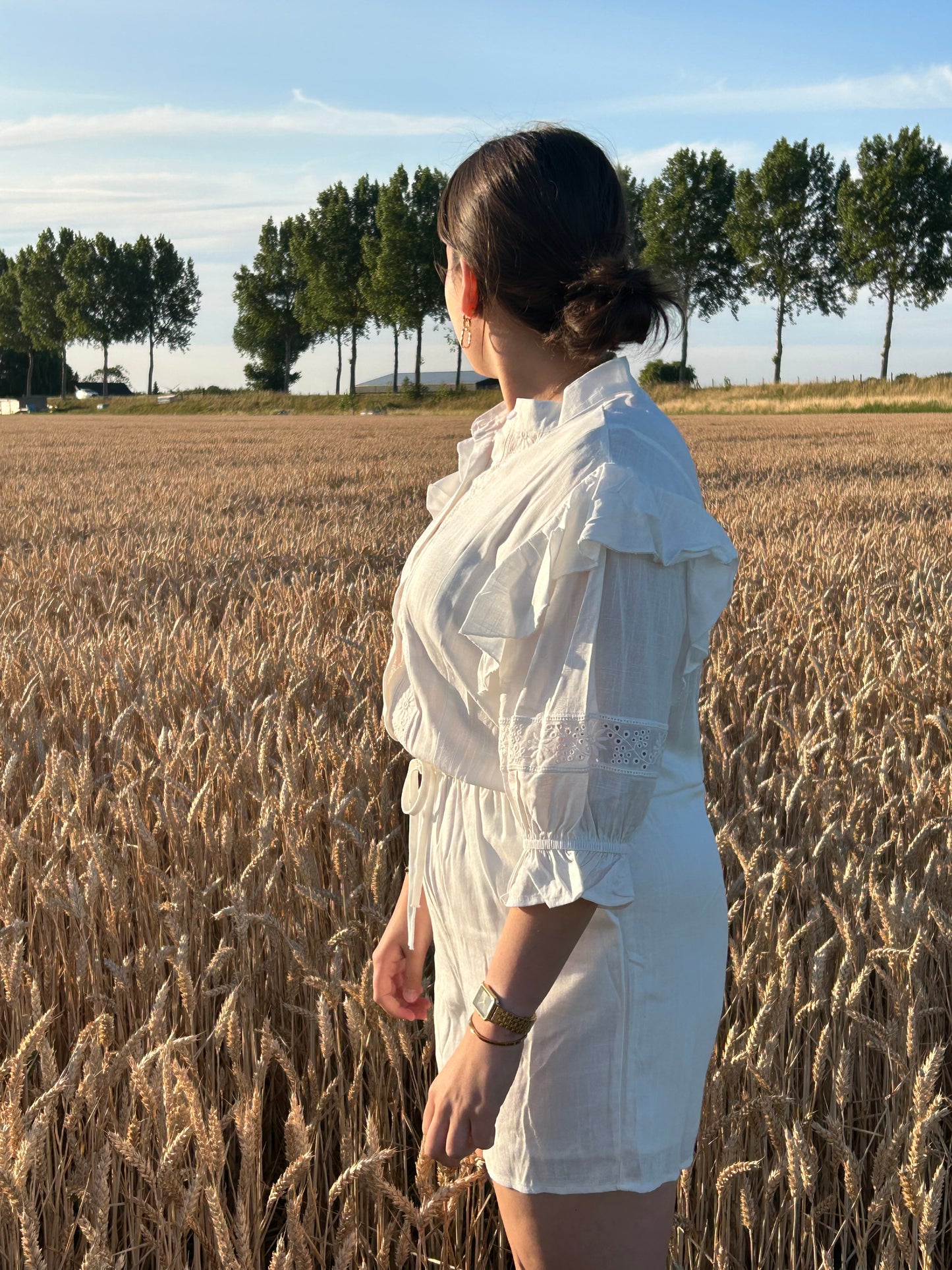 Korte jumpsuit broderie